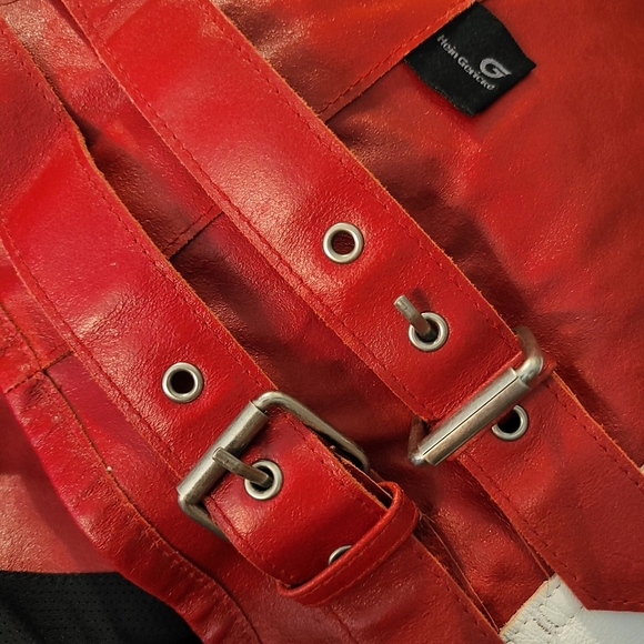 Hein Gericke Leather Motorcycle Jacket Red Black Protective Women's 14 / XL - Picture 8 of 11